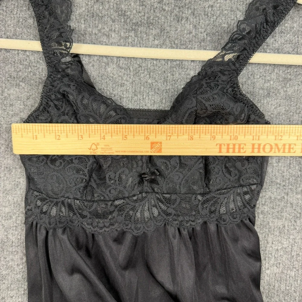 VTG Scaasi Womens Lace Nylon Slip Dress Black Size‎ 36B Victorian Goth Romantic